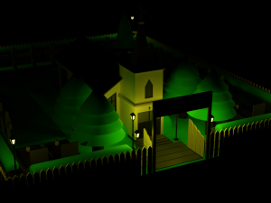 LOW POLY CHURCH - CEMETERY Package 3D Модель