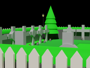 LOW POLY CHURCH - CEMETERY Package 3D Модель
