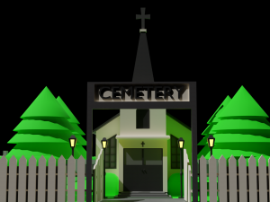 LOW POLY CHURCH - CEMETERY Package 3D Модель