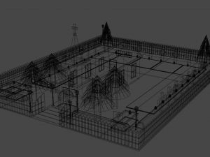 LOW POLY CHURCH - CEMETERY Package 3D Модель