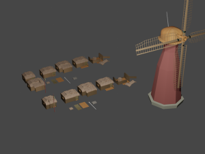 Village Builds for game 3D Model