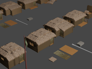 Village Builds for game 3D Model