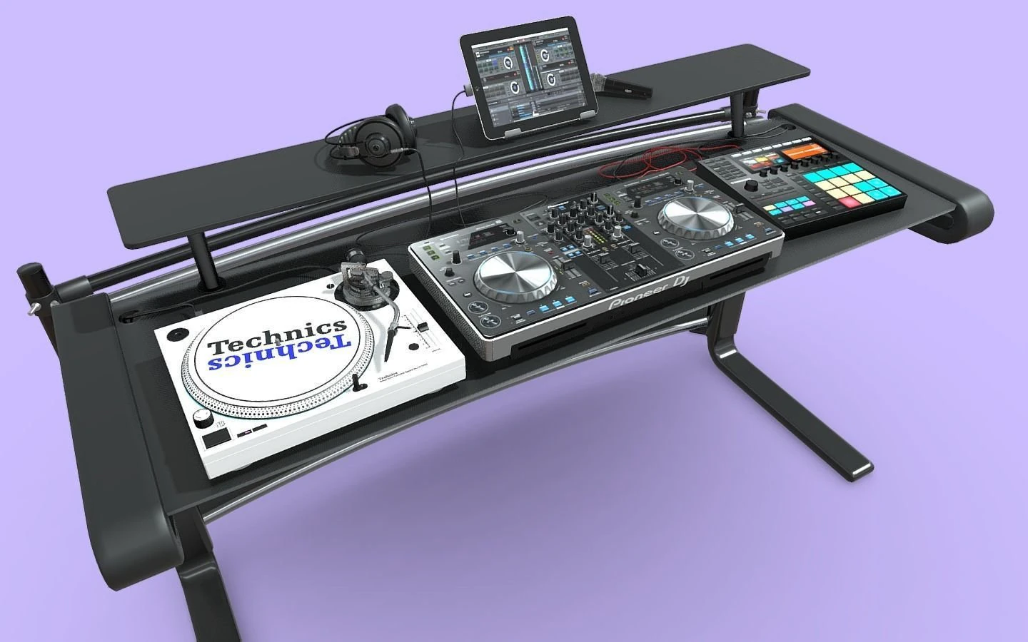 DJ Kit Pioneer-Technics-Maschine 3D Model .c4d .max .obj .3ds .fbx .stl .blend 