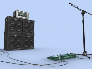 BASS RIG KEMPER GALLIEN KRUEGER SHURE SM57 3D Model