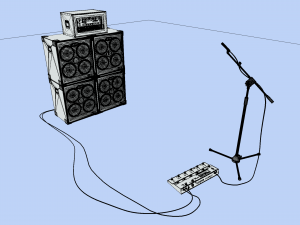BASS RIG KEMPER GALLIEN KRUEGER SHURE SM57 3D Model
