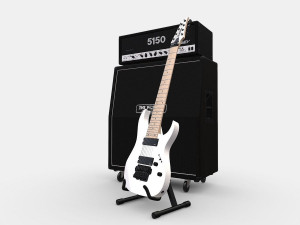 Metal Guitar Amp Stack Stage Modello 3D