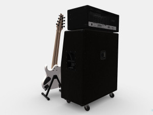Metal Guitar Amp Stack Stage Modello 3D