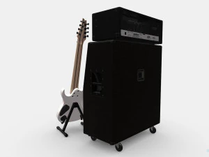 Metal Guitar Amp Stack Stage 3D Model