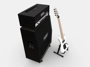 Metal Guitar Amp Stack Stage 3D Model