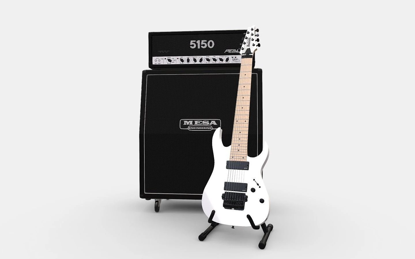 Metal Guitar Amp Stack Stage 3D Model .c4d .max .obj .3ds .fbx .stl .blend