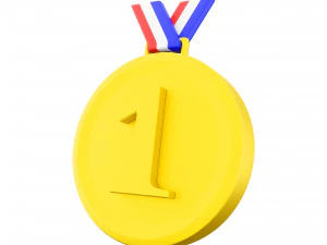 3d first place gold medal icon 3d one of the types of medals used as an award icon 3D Model