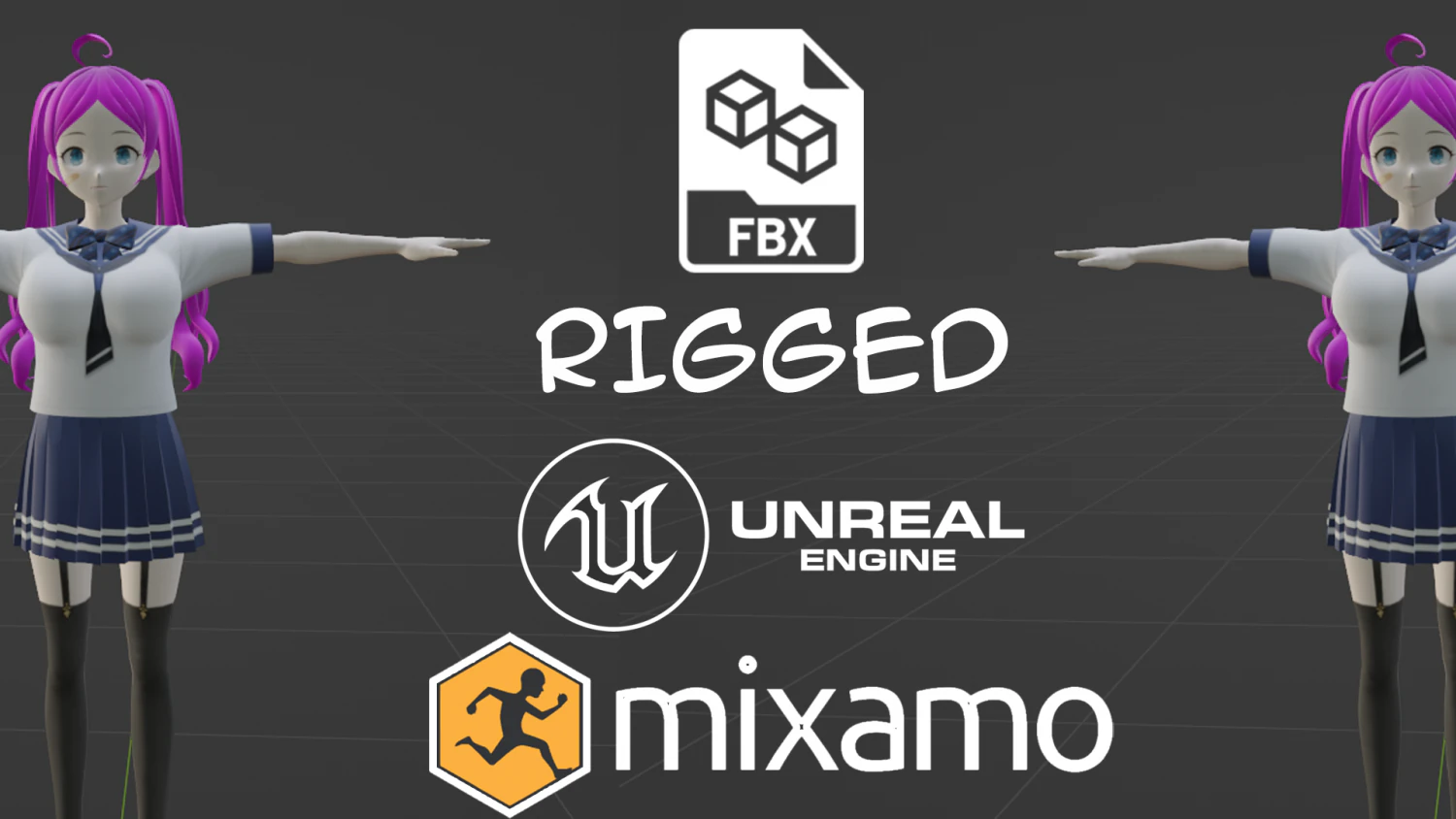 3D Anime Character - Fully Rigged and Game-Ready 3D Model .c4d .max .obj .3ds .fbx .stl .blend 