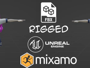 Personnage d'anime 3D - Enti&egrave;rement &eacute;quip&eacute; et pr&ecirc;t pour le jeu Modèle 3D