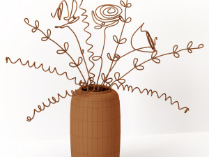 Wire flowers in a vase Modelo 3D