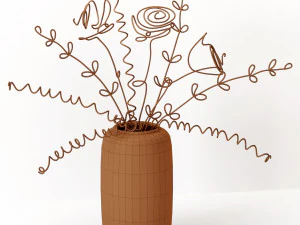 Wire flowers in a vase 3D Model