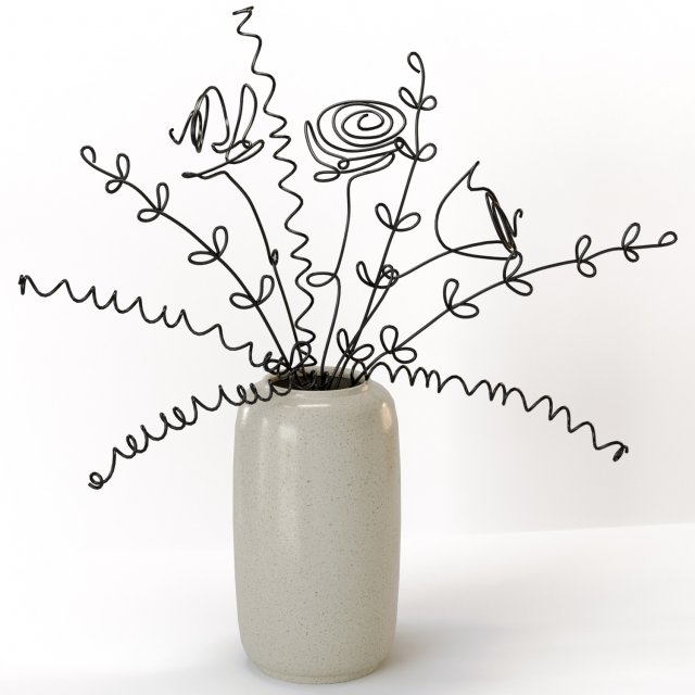 Wire flowers in a vase Modelo 3D .c4d .max .obj .3ds .fbx .stl .blend 