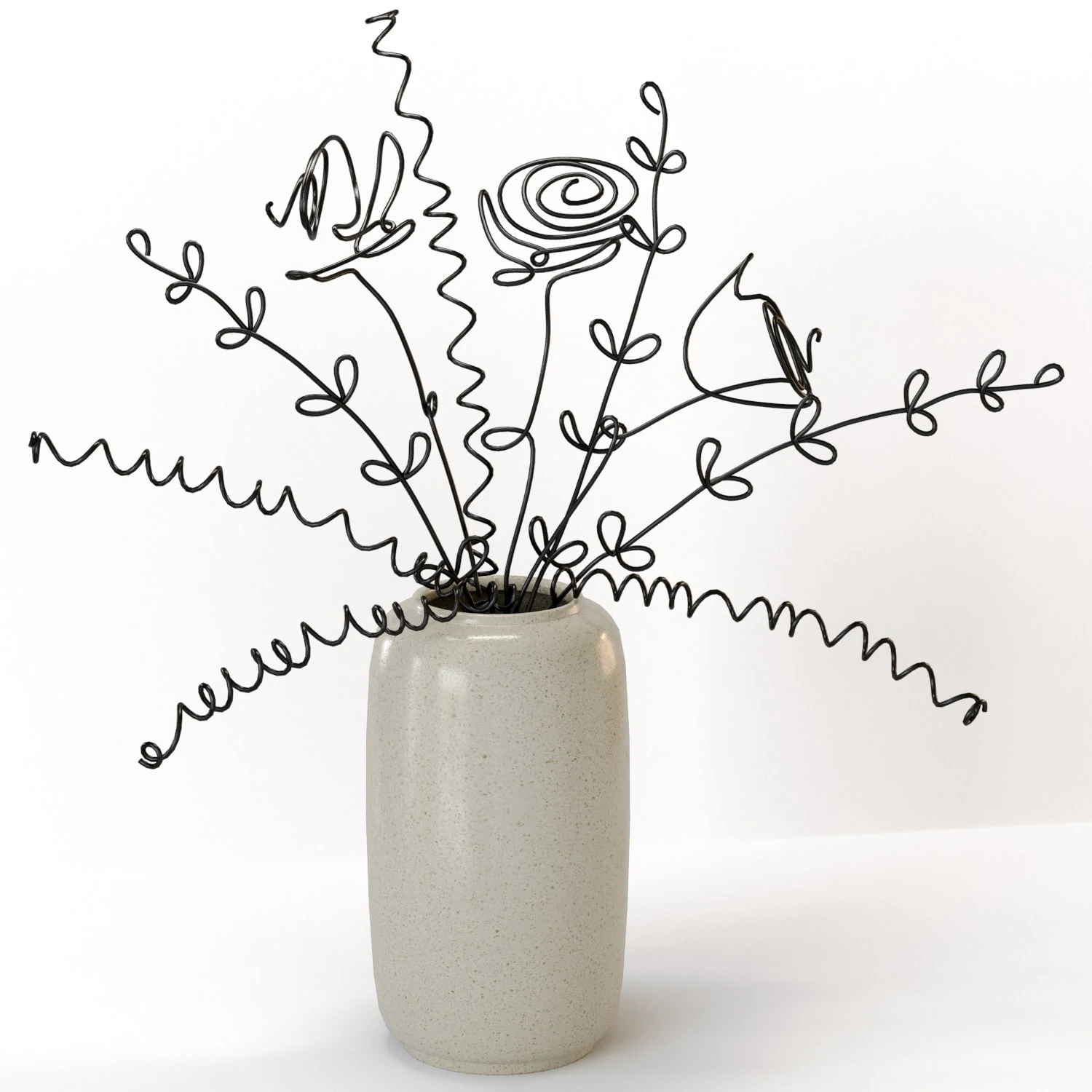 Wire flowers in a vase 3D Model .c4d .max .obj .3ds .fbx .stl .blend 