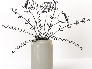 Wire flowers in a vase Modelo 3D