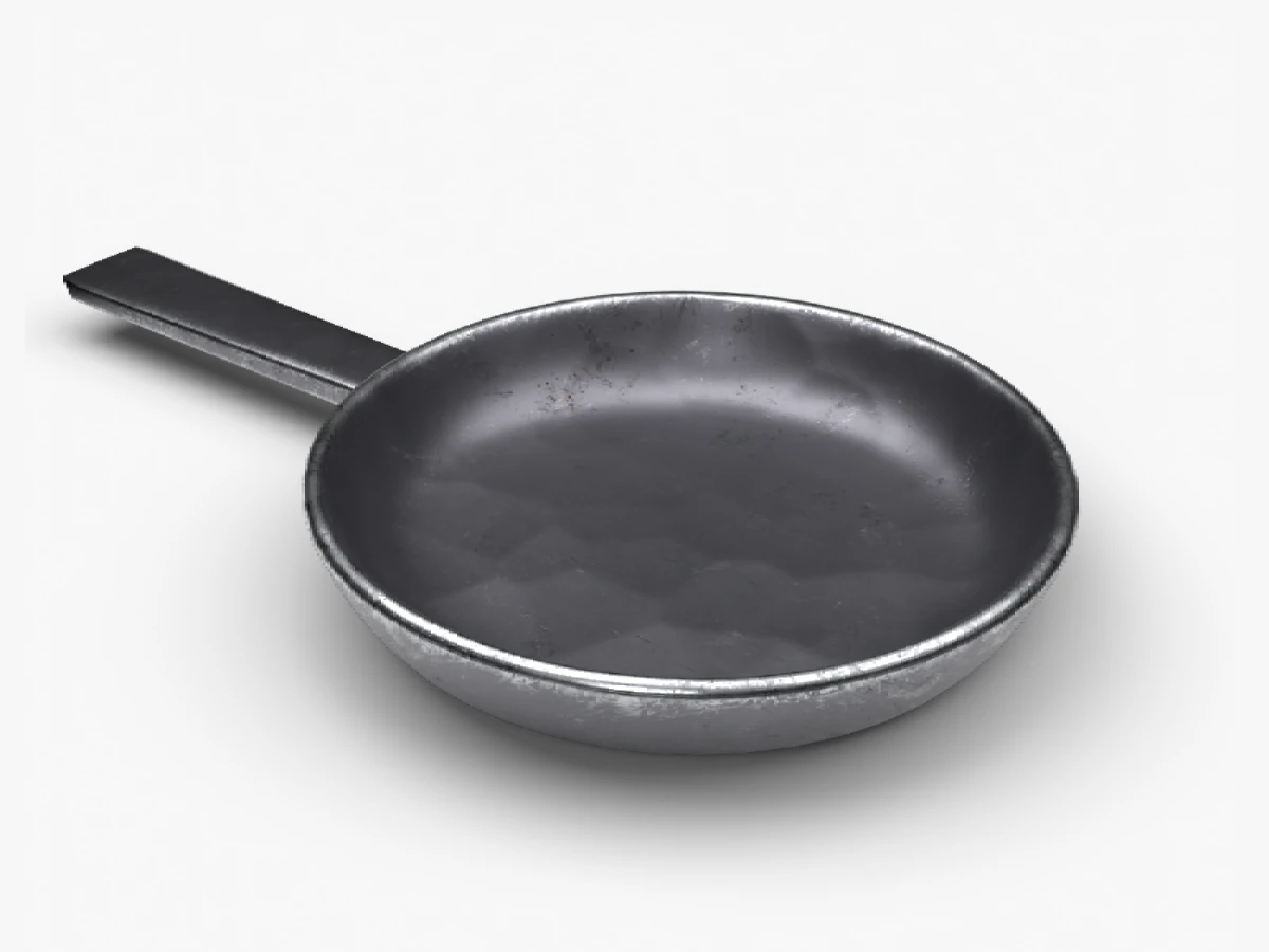 Frying pan old iron game-ready model 3D Model .c4d .max .obj .3ds .fbx .stl .blend 