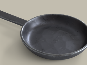 Frying pan old iron game-ready model Modèle 3D