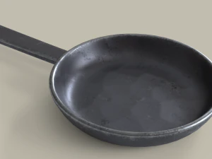Frying pan old iron game-ready model 3D Model