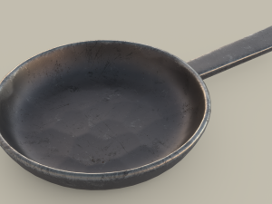 Frying pan old iron game-ready model Modèle 3D