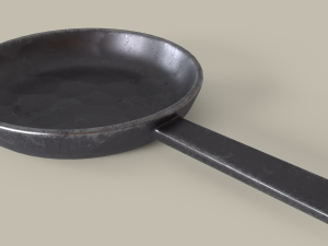Frying pan old iron game-ready model Modèle 3D