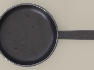 Frying pan old iron game-ready model Modèle 3D