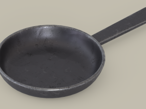 Frying pan old iron game-ready model Modèle 3D