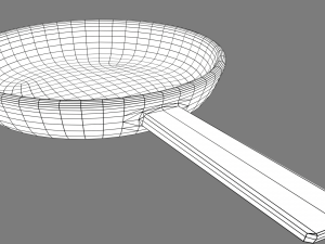 Frying pan old iron game-ready model Modèle 3D
