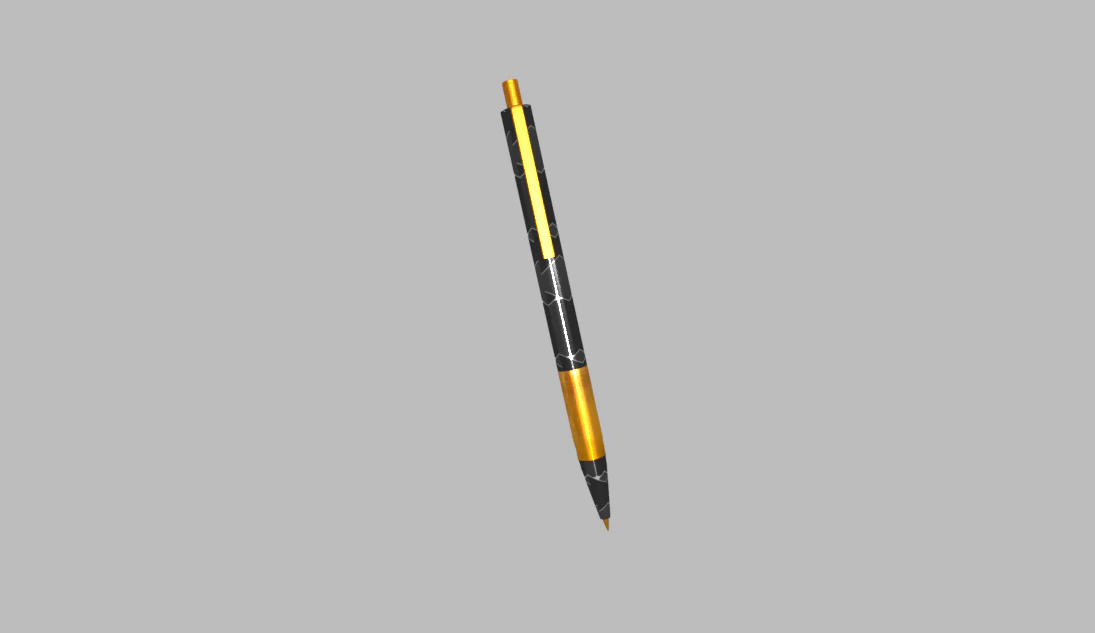 Gold Pen 3D Model .c4d .max .obj .3ds .fbx .stl .blend 