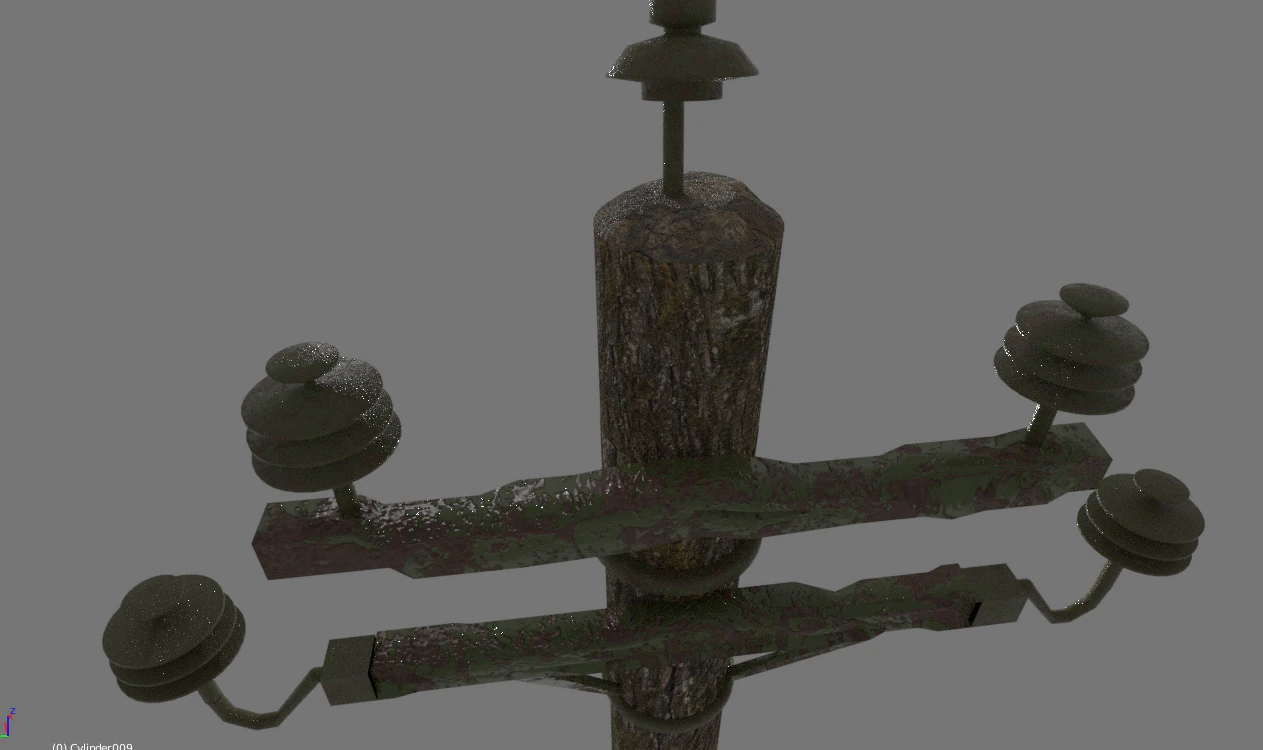 Electric rusty pole wood pole 3D Model .c4d .max .obj .3ds .fbx .stl .blend
