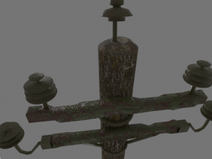 Electric rusty pole wood pole 3D Model
