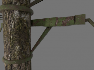 Electric rusty pole wood pole 3D Model