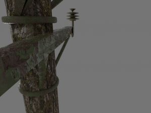 Electric rusty pole wood pole 3D Model