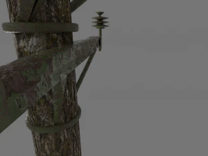 Electric rusty pole wood pole 3D Model
