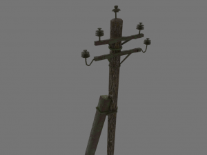 Electric rusty pole wood pole 3D Model