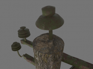 Electric rusty pole wood pole 3D Model