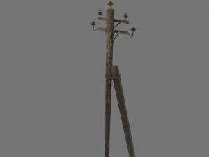 Electric rusty pole wood pole 3D Model
