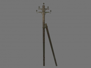 Electric rusty pole wood pole 3D Model