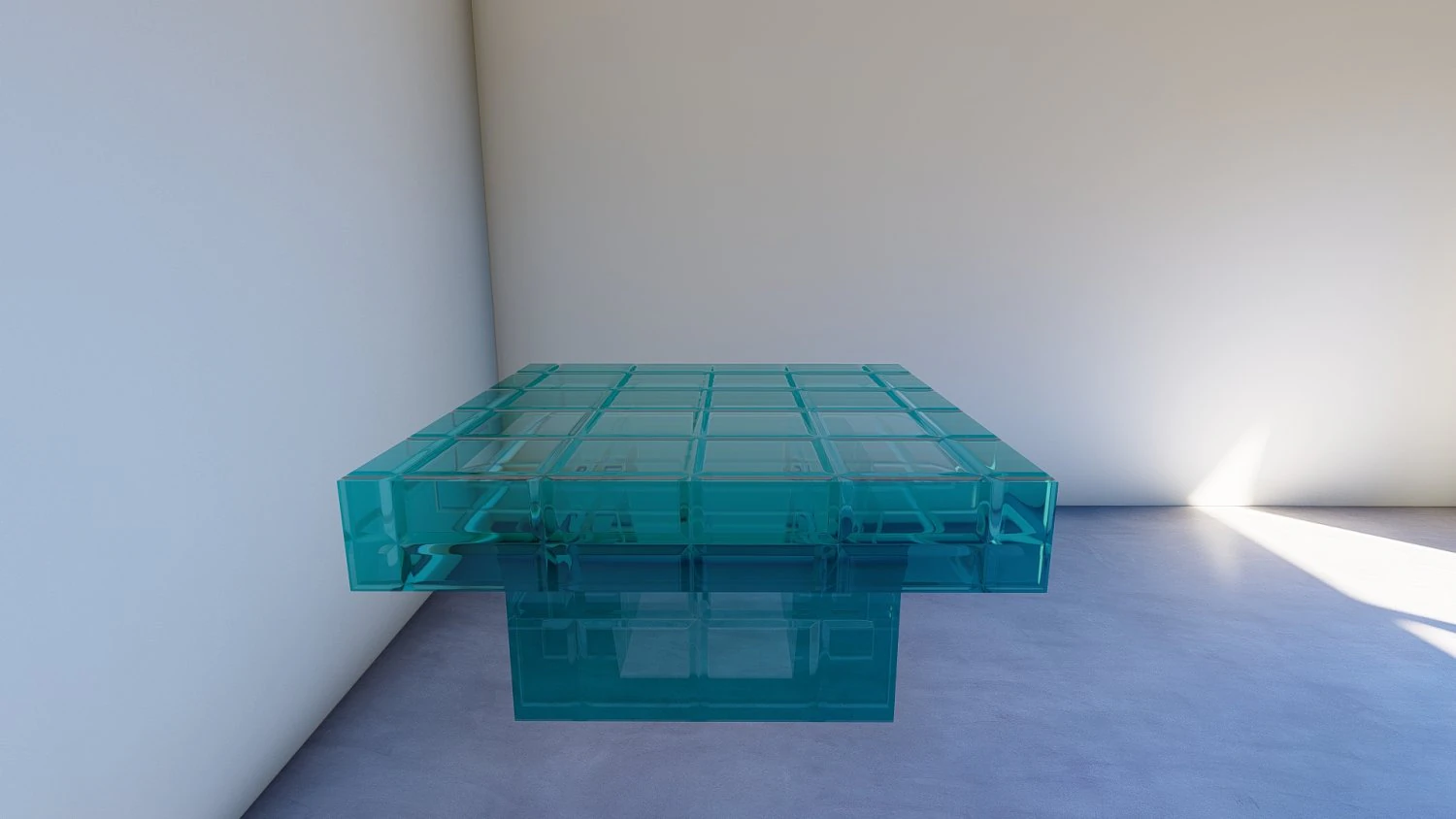 Glass Block Table 3D Model .c4d .max .obj .3ds .fbx .stl .blend