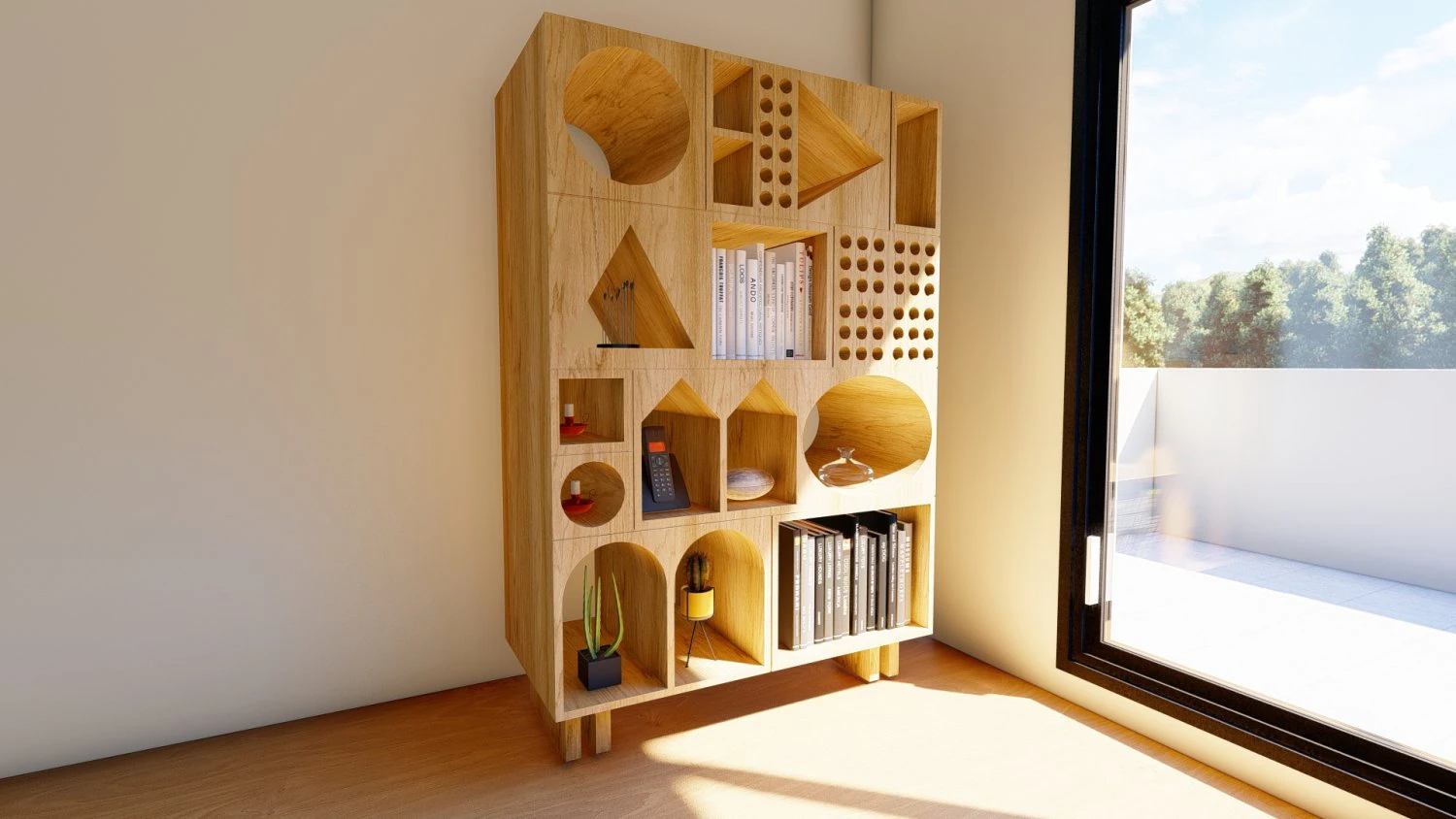 Creative Shaped Bookshelf 3D Model .c4d .max .obj .3ds .fbx .stl .blend 