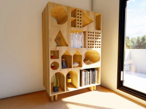 Creative Shaped Bookshelf 3D Model