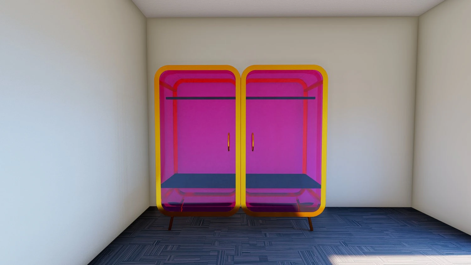 Glazed Double Door Wardrobe 3D Model .c4d .max .obj .3ds .fbx .stl .blend