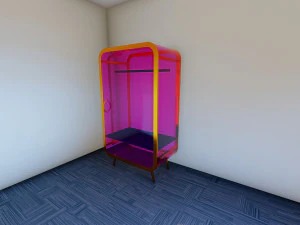 Glazed Single Door Wardrobe 3D Model