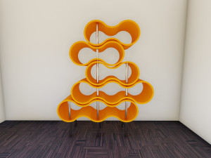 Orange Curvy Bookshelf 3Dモデル