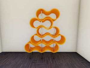 주황색 매력적인 책장 3D 모델