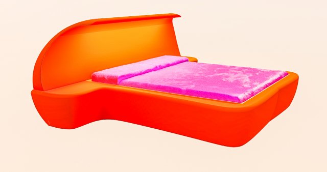 Orange Blob Bed 3D Model .c4d .max .obj .3ds .fbx .stl .blend 