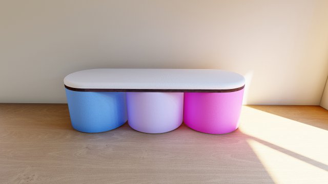 Colorful Cylinder Bench 3D 模型 .c4d .max .obj .3ds .fbx .stl .blend