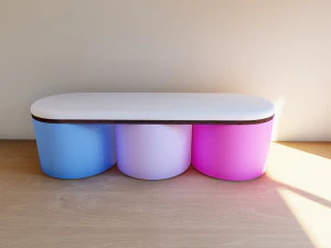 Panca cilindrica colorata Modello 3D